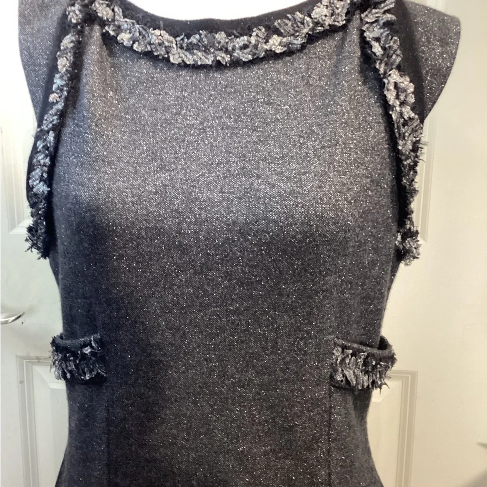 CHANEL Authenticated Gray Textured Midi Dress
